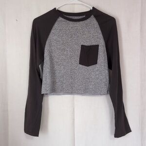 Dikotomy Grey Long Sleeve Baseball Tee Cropped Size Small